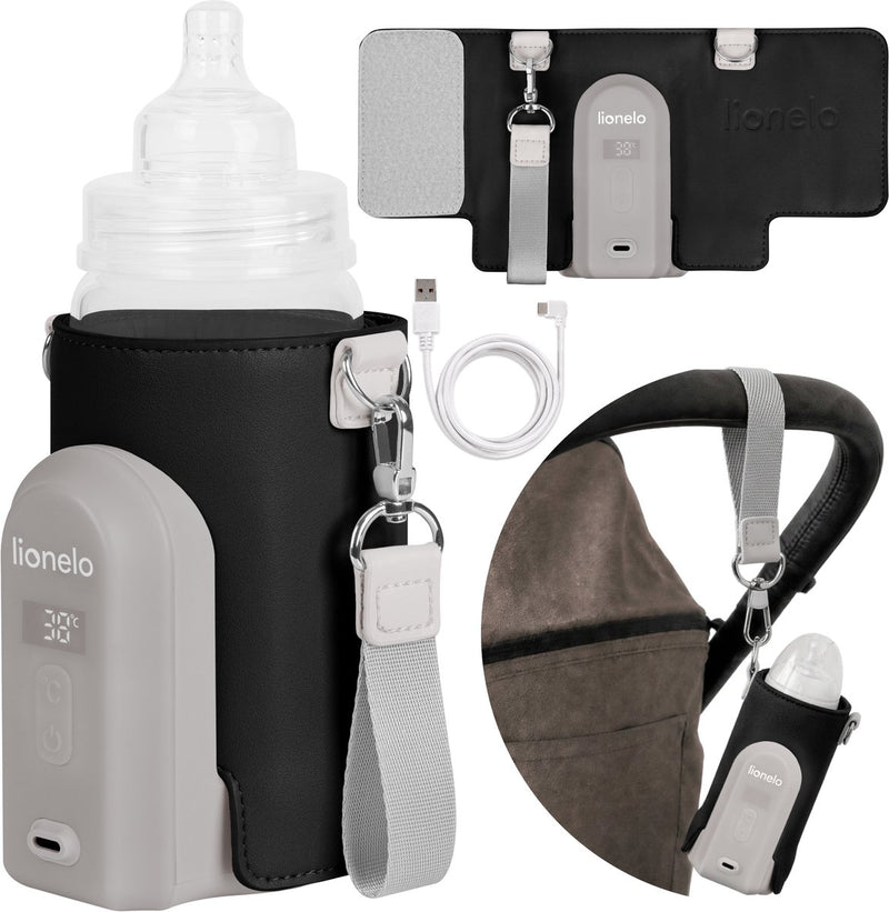 Chauffe-biberon Lionelo thermup go evo - mobile - 5 niveaux de température - chargement USB-C - jusqu'à 9 heures de chaleur - adapté au verre et au plastique