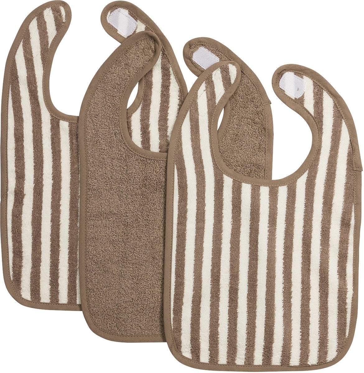 Bavoir Meyco baby fat stripe - paquet de 3 - tissu éponge jacquard - taupe