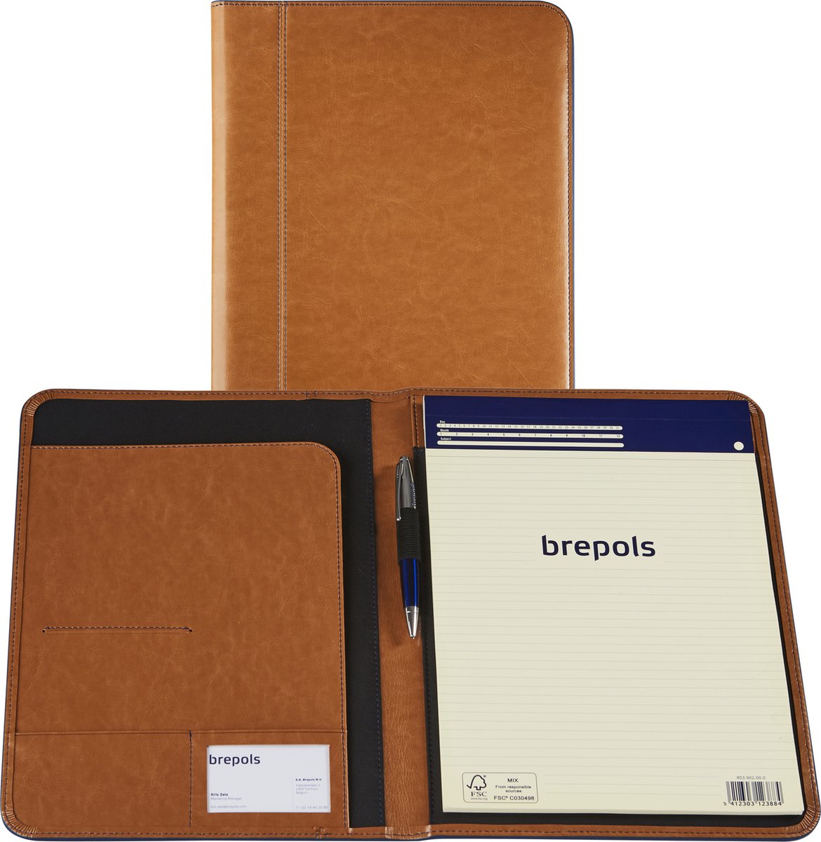 Dossier d'écriture Brepols Palermo a4 + bloc marron clair - camel