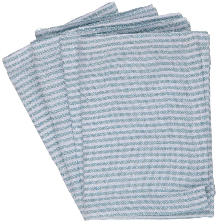 Serviettes Arti casa lot de 4 - 35 x 35 cm - réutilisables - coton polyester - rayé bleu