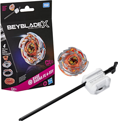 Beyblade x rage ragna fe 4-55y cx infinity pack de démarrage, toupie et lanceur