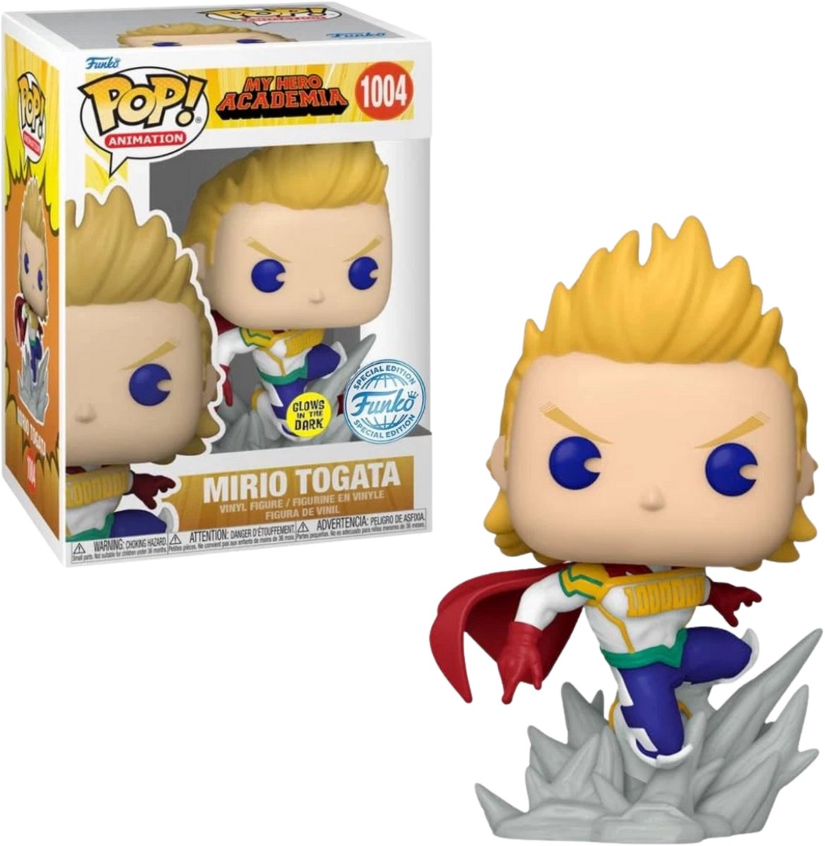 Funko-pop ! mon université de héros - le costume de héros mirio togata brille dans le noir exclusif