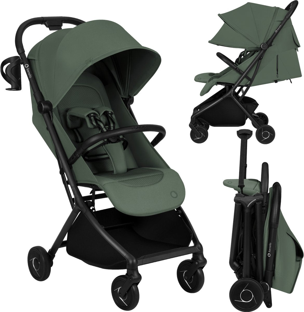 Buggy Lionelo sia - poussette ultra légère 5,9 kg - ultra compacte 18x51x49 cm - commande à une main - frein de conduite à clic - système de harnais de préhension - dri-seat - avec sangle de transport en moustiquaire