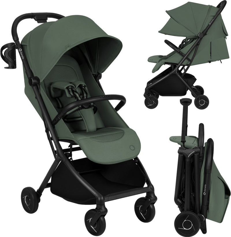 Buggy Lionelo sia - poussette ultra légère 5,9 kg - ultra compacte 18x51x49 cm - commande à une main - frein de conduite à clic - système de harnais de préhension - dri-seat - avec sangle de transport en moustiquaire