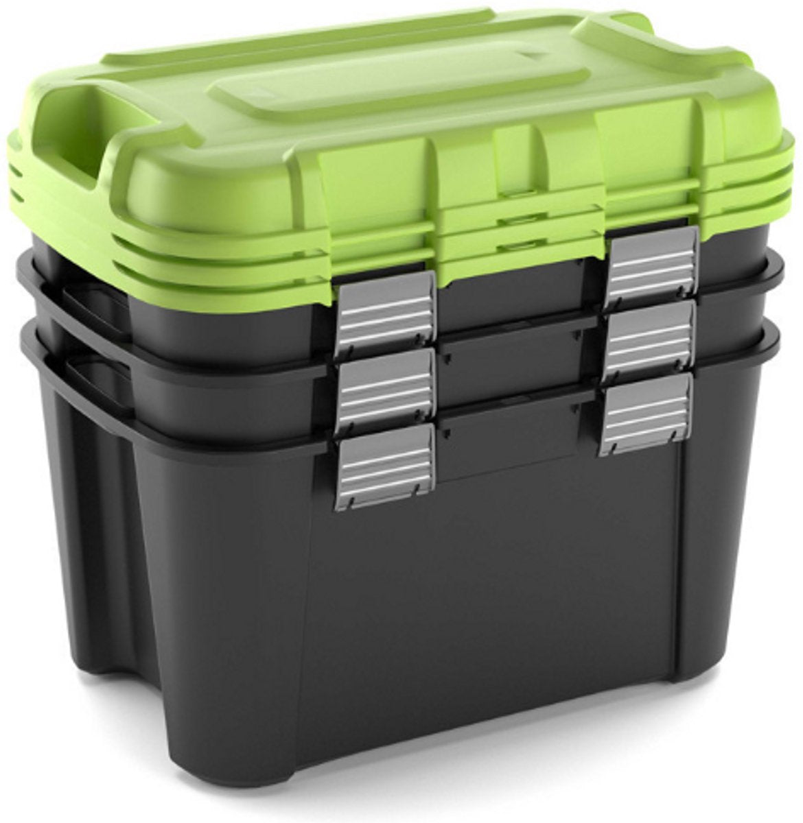 Boîte de rangement totem Keter - 3x80l - 79,5x39,5x37,1cm - vert noir