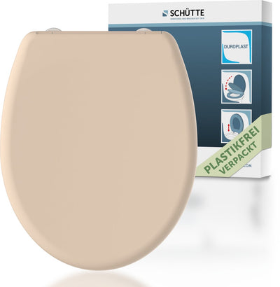 Abattant WC Schütte 82305 beige - duroplastique - fermeture amortie - cliquable - charnières en acier inoxydable - capacité de charge jusqu'à 175 kg - laqué - beige bahama