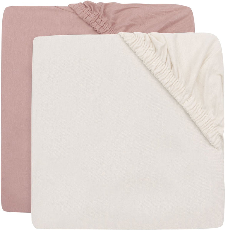 Drap-housse lit Jollein - 70 75x140 150cm - jersey - ivoire rose sauvage