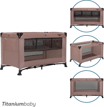 Titanium baby lit de camping bébé en titane smart jordan avec rehausseur 60x120 taupe avec sac de transport