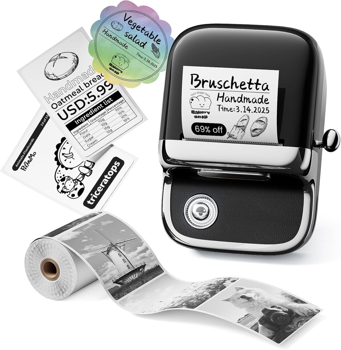 Phomemo m150 - étiqueteuse Bluetooth - mini-imprimante thermique - imprimante d'étiquettes portable - 203 dpi - pour l'organisation et les étiquettes créatives - noir
