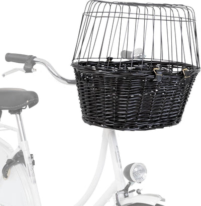 Trixie Willows Panier à vélo à l'avant noir avec oreiller et capot