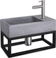 Ensemble fontaine Differnz Force - béton gris foncé - robinet droit chrome mat - avec porte-serviettes - 40 x 22 x 9 cm