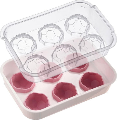 Machine à glaçons en cristal Westmark - moule à glaçons avec couvercle, pour faire 6 gros glaçons ronds, transparent rouge blanc - plastique, sans BPA