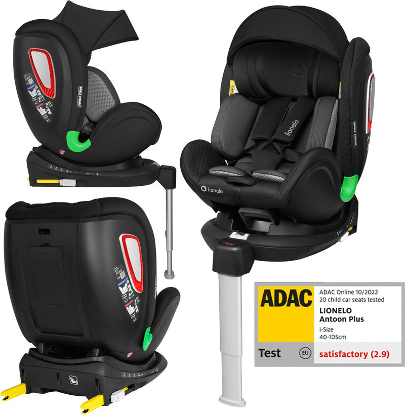 Lionelo - antoon plus - siège auto - certificat de sécurité adac - isofix - rotation 360 degrés - 0 - 18 kg