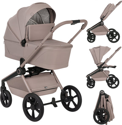 Ensemble poussette 3en1 Lionelo Freya – nacelle, poussette astrid i-size siège auto (40–87 cm) – premium – de la naissance à 22 kg – roues PU avec suspension – siège réversible – capote UPF50+