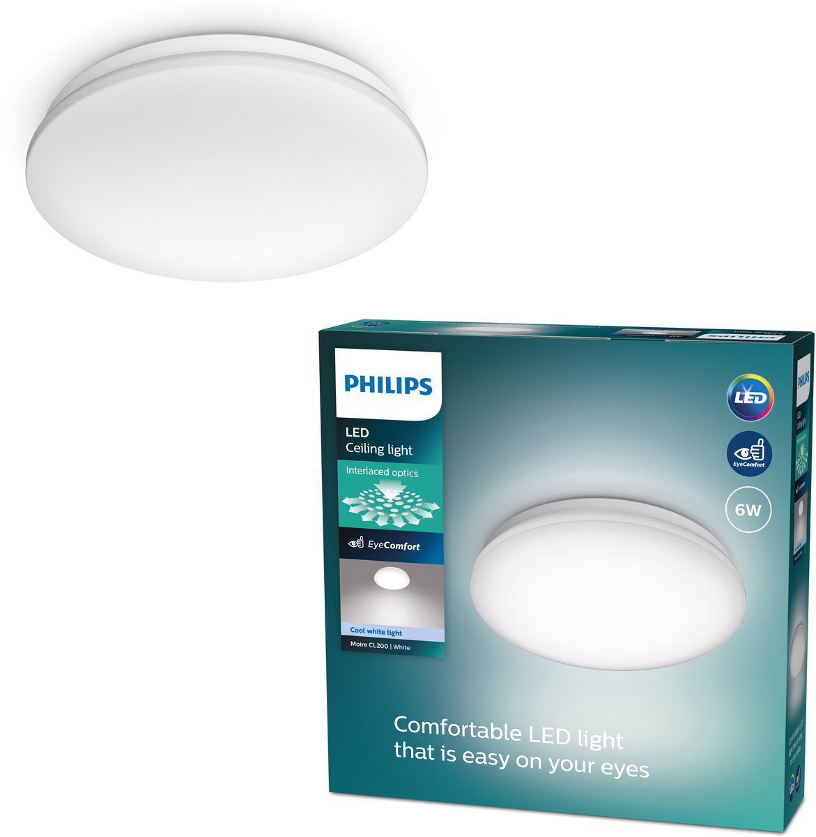 Philips LED Plafonnier Philips Moire - lumière blanche froide - petit