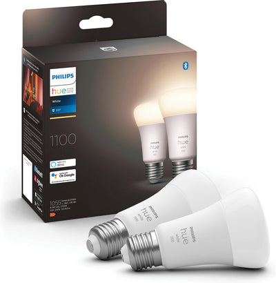 Source de lumière Philips Hue Standard Lamp E27 - Lumière blanche douce - Pack de 2 - 1100lm - Bluetooth