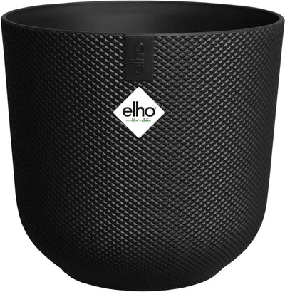 Elho jazz round 14 pot de fleur pour l'intérieur - accessoire de maison en plastique 100% recyclé - ø 14,2 x h 13,1 cm - noir vivant
