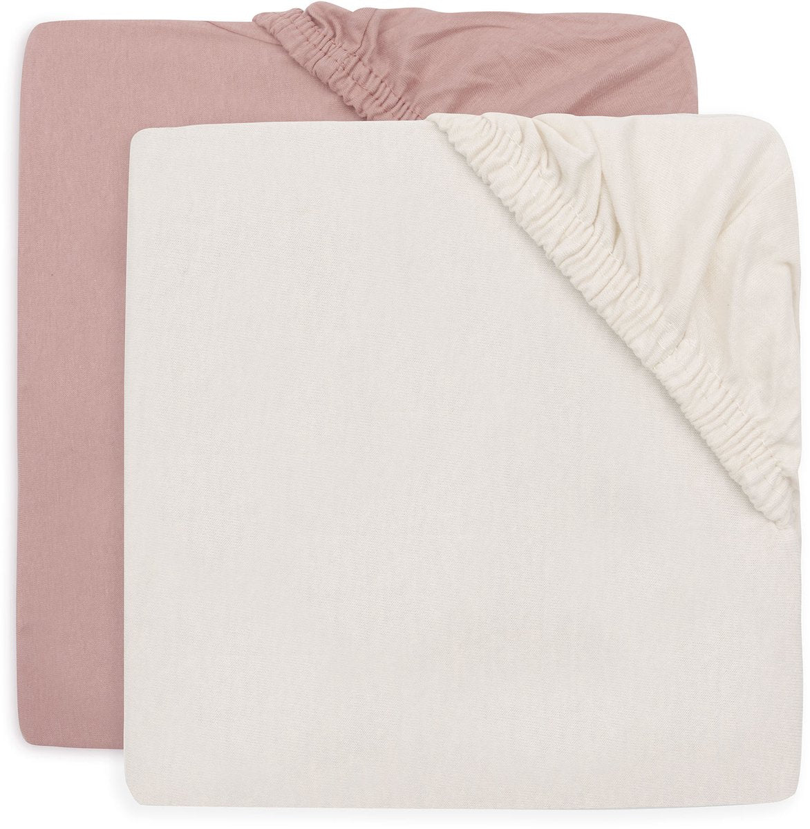 Drap housse Jollein pour lit - 60x120cm - jersey - ivoire rose sauvage