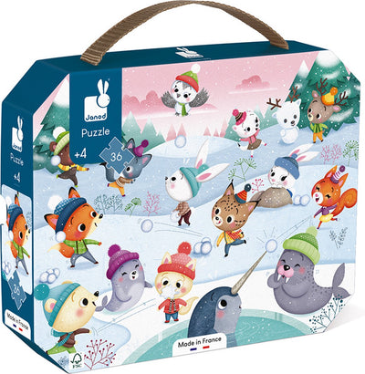 Janod - puzzle snow party - dans un coffret puzzle - 36 pièces - dès 4 ans
