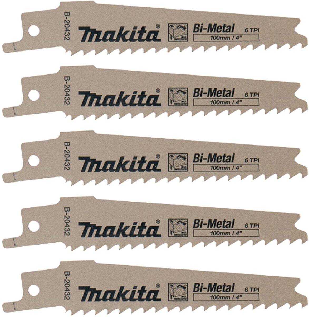 Makita 5 x lame de scie alternative bim 100 6z - b-20432