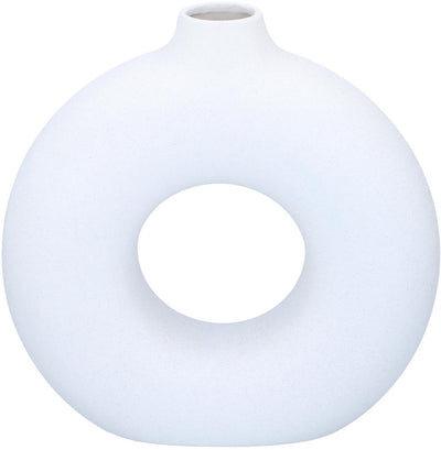 Arti casa Vase décoratif rond avec centre ouvert - Vase blanc pour la décoration intérieure - Vase moderne pour fleurs ou accessoires - 31 x 10,5 x 31 cm - Blanc