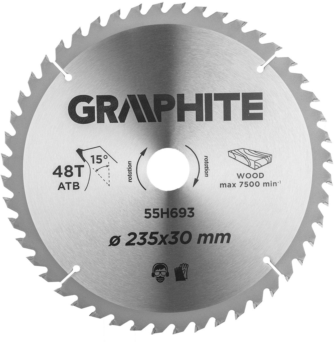 Série Graphite - lame de scie circulaire hm - 235mm - 48 dents - géométrie ATB