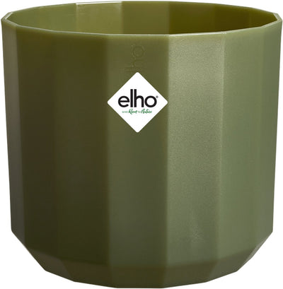 Elho facette ronde 23cm - pot de fleur pour l'intérieur - 100% plastique recyclé - ø 22,7 x h 20,4 cm - vert forêt