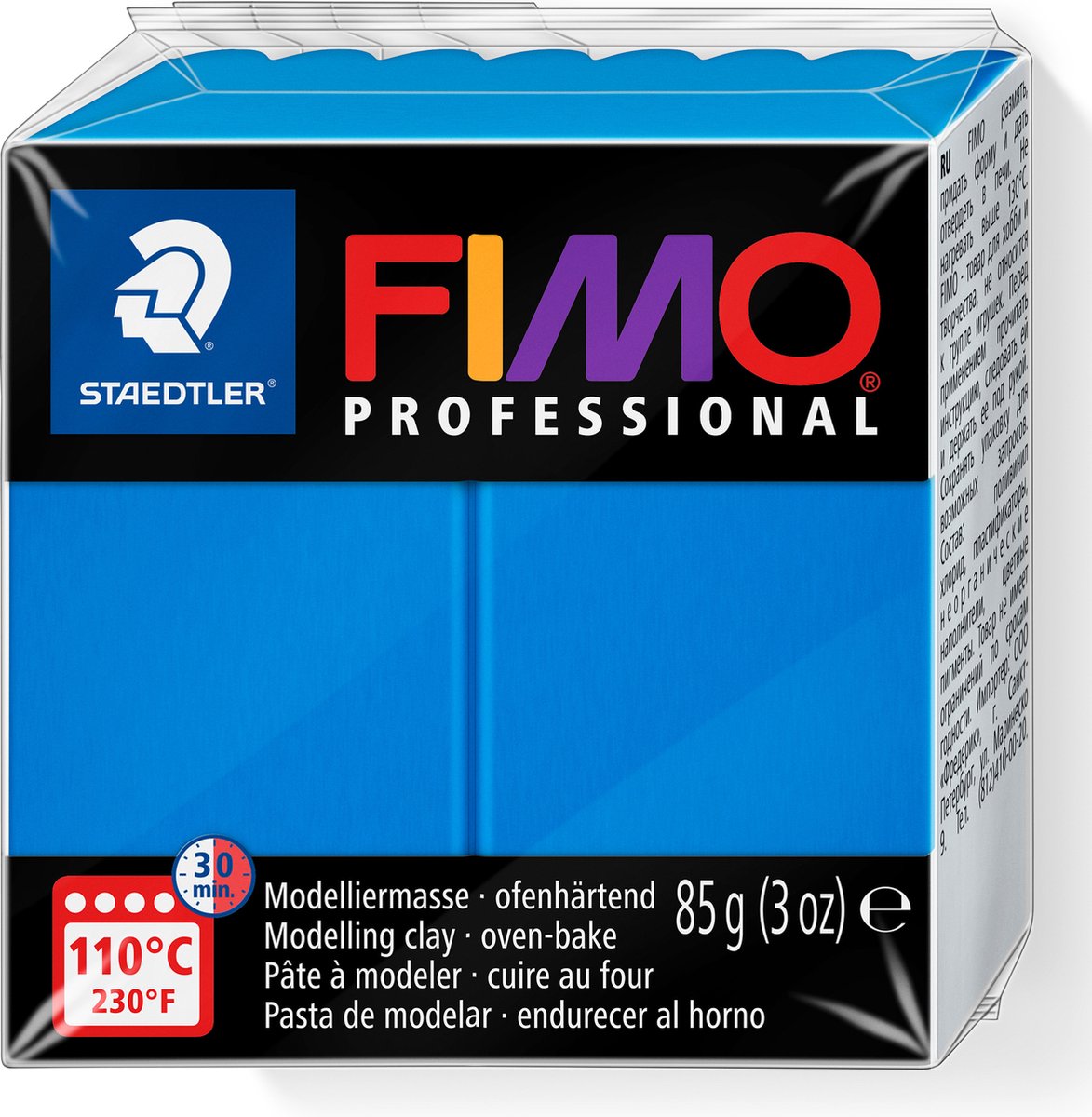 Fimo professionnel durcissant au four, bloc de pâte à modeler professionnel 85 g - bleu primaire