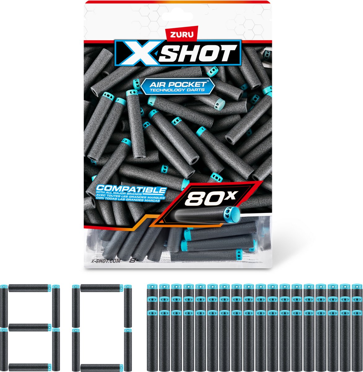 Fléchettes Xshot X-shot Air Pocket Technology - 80 fléchettes - Toy Blaster