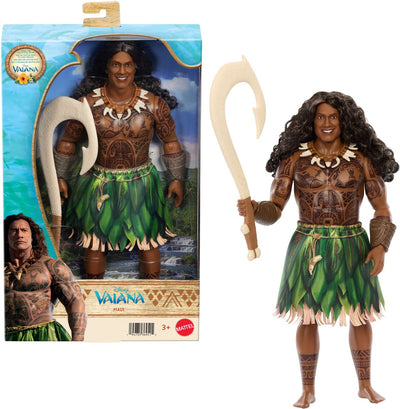 Poupée Disney Vaiana Maui avec tenue qui peut être enfilée et retirée et 4 accessoires - inspirée d'un film d'action réelle