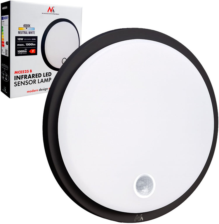 Maclean - applique - lampe LED avec détecteur de mouvement - capteur PIR - 10 W - IP65 - 1000 lm - couleur neutre - mce525 b