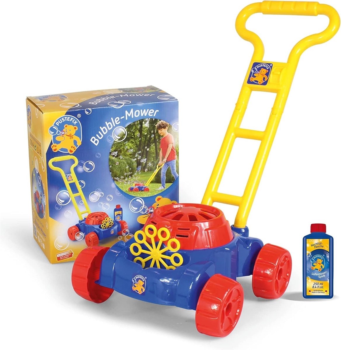 Pustefix - tondeuse à gazon - enfant - souffleur à bulles