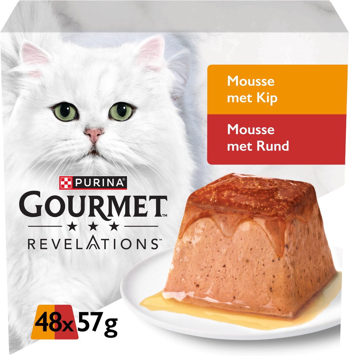 Mousse révélations gourmandes - nourriture humide pour chat - poulet boeuf - 48 x 57 g
