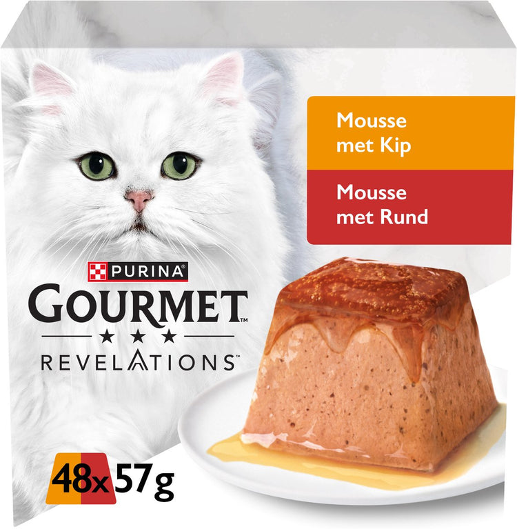 Mousse révélations gourmandes - nourriture humide pour chat - poulet boeuf - 48 x 57 g
