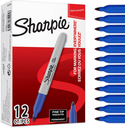 Marqueur permanent Sharpie pointe fine bleu 12 pièces