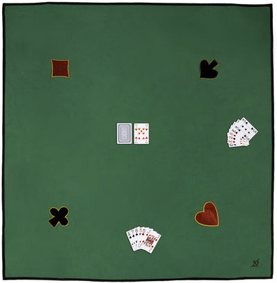Tapis à cartes Engelhart – 120 x 120 cm – 100 % coton – avec 4 applications – lavable – tapis de jeu pour jeux de cartes et soirées de jeux –