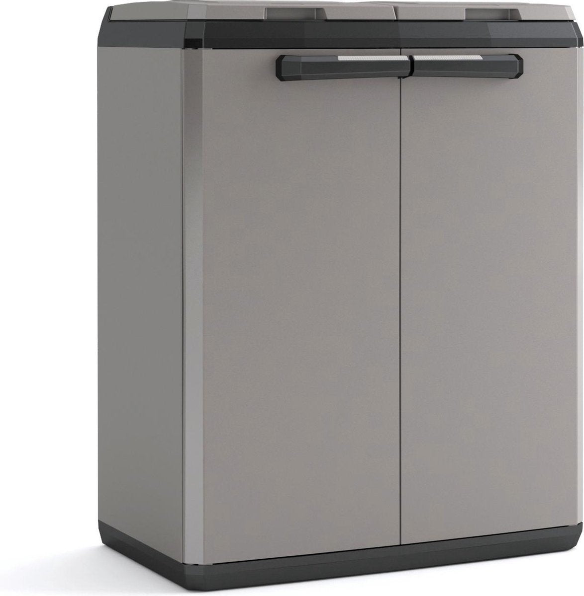 Poubelle de recyclage Keter split basic pour l'extérieur - 68x39x85 cm - gris noir