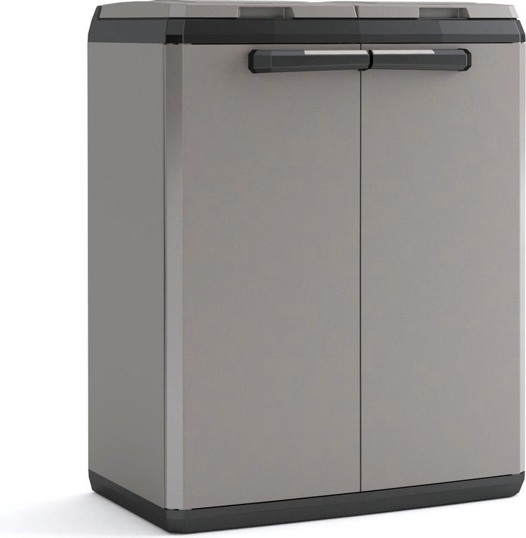 Poubelle de recyclage Keter split basic pour l'extérieur - 68x39x85 cm - gris noir
