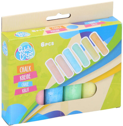 Craie Eddy Toys - 30020 - 10,5x2,5x2,2 cm - craie de trottoir 6 pièces - craie de couleur pour l'extérieur - craie de trottoir pastel pour enfants 2+ - rose, bleu, vert, jaune et orange