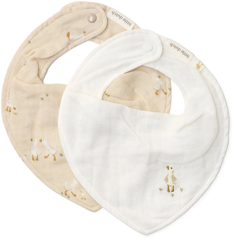 Little Dutch 2-pack bandana bavoir - blanc - nouveau-né naturels - petite oie