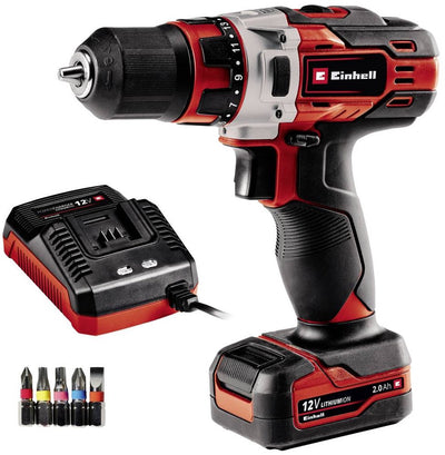 Perceuse/visseuse sans fil Einhell te-cd 18 1 li kit - 12 v li-ion - 30 nm - 0-1400 tr/min - mandrin sans clé 10 mm - incl. 1x batterie 2,0 Ah et chargeur