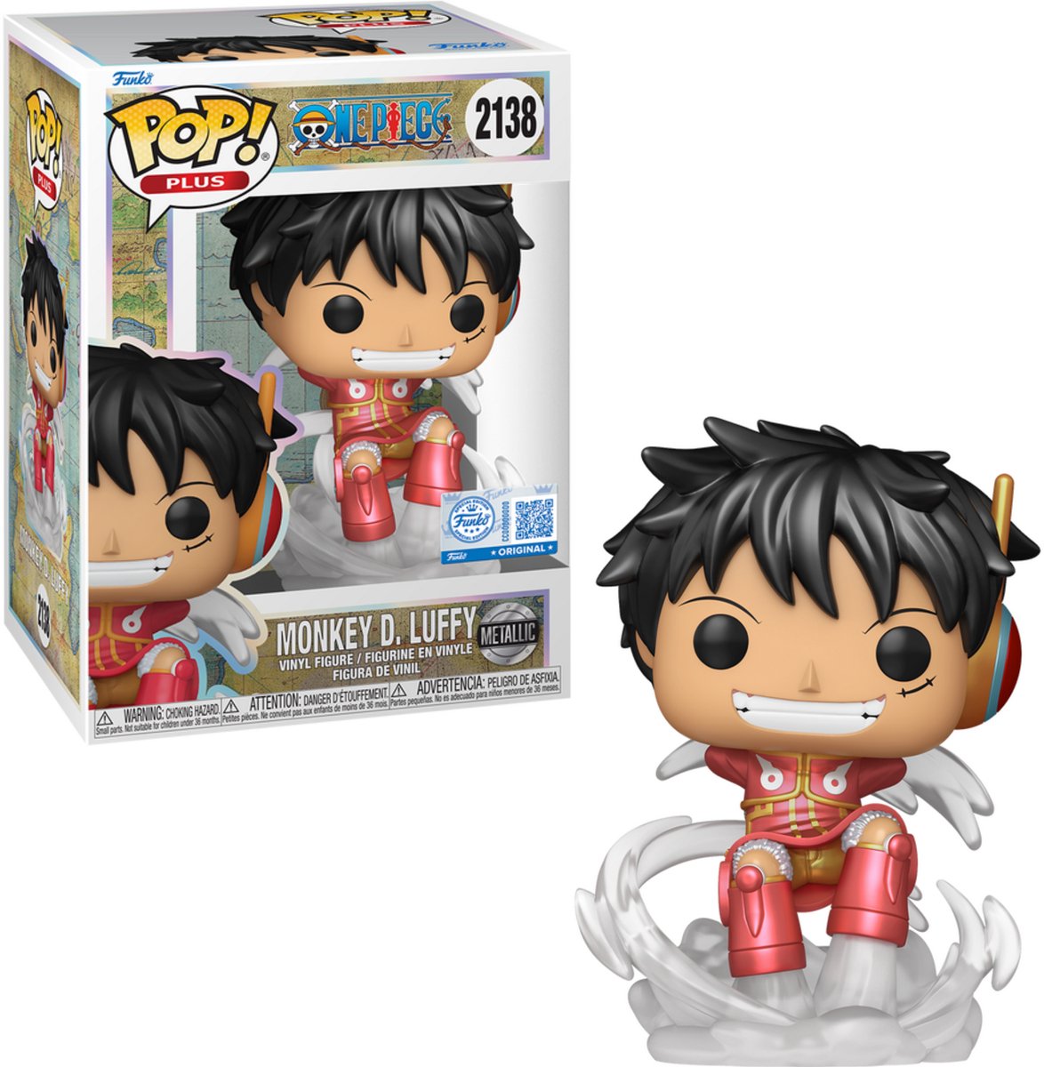 Funko-pop ! plus : une pièce - singe d. luffy (métallique) #2138 édition spéciale exclusive
