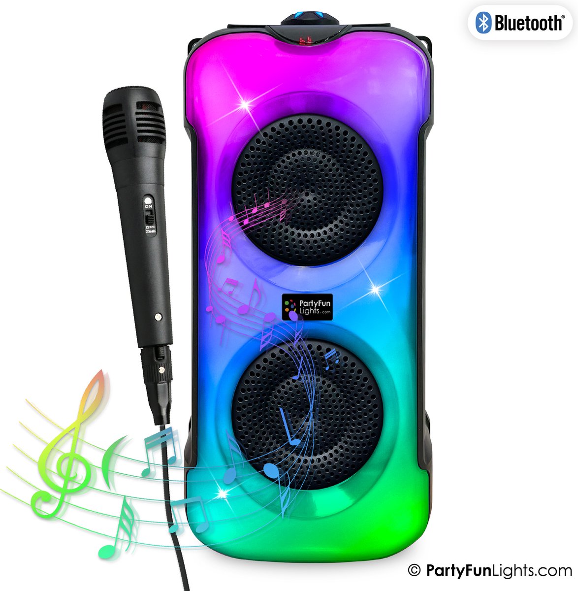 Partyfunlights - Ensemble de karaoké de fête Bluetooth - La façade LED change de couleur - incl. microphone - effets de lumière