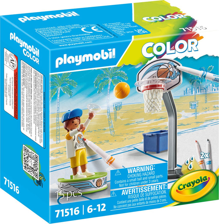 Playmobil patineur de couleur avec ballon de basket - 71516