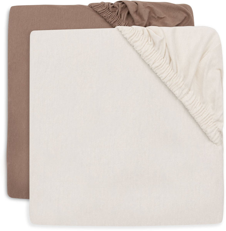 Drap-housse lit Jollein - 70 75x140 150cm - jersey - ivoire café au lait