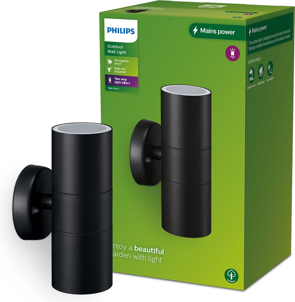 Philips LED Spot mural Philips Kylis - noir - 2 x raccord gu10