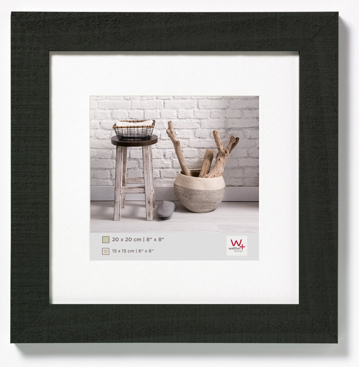 Walther home - cadre en bois - format photo 20x20 cm - noir