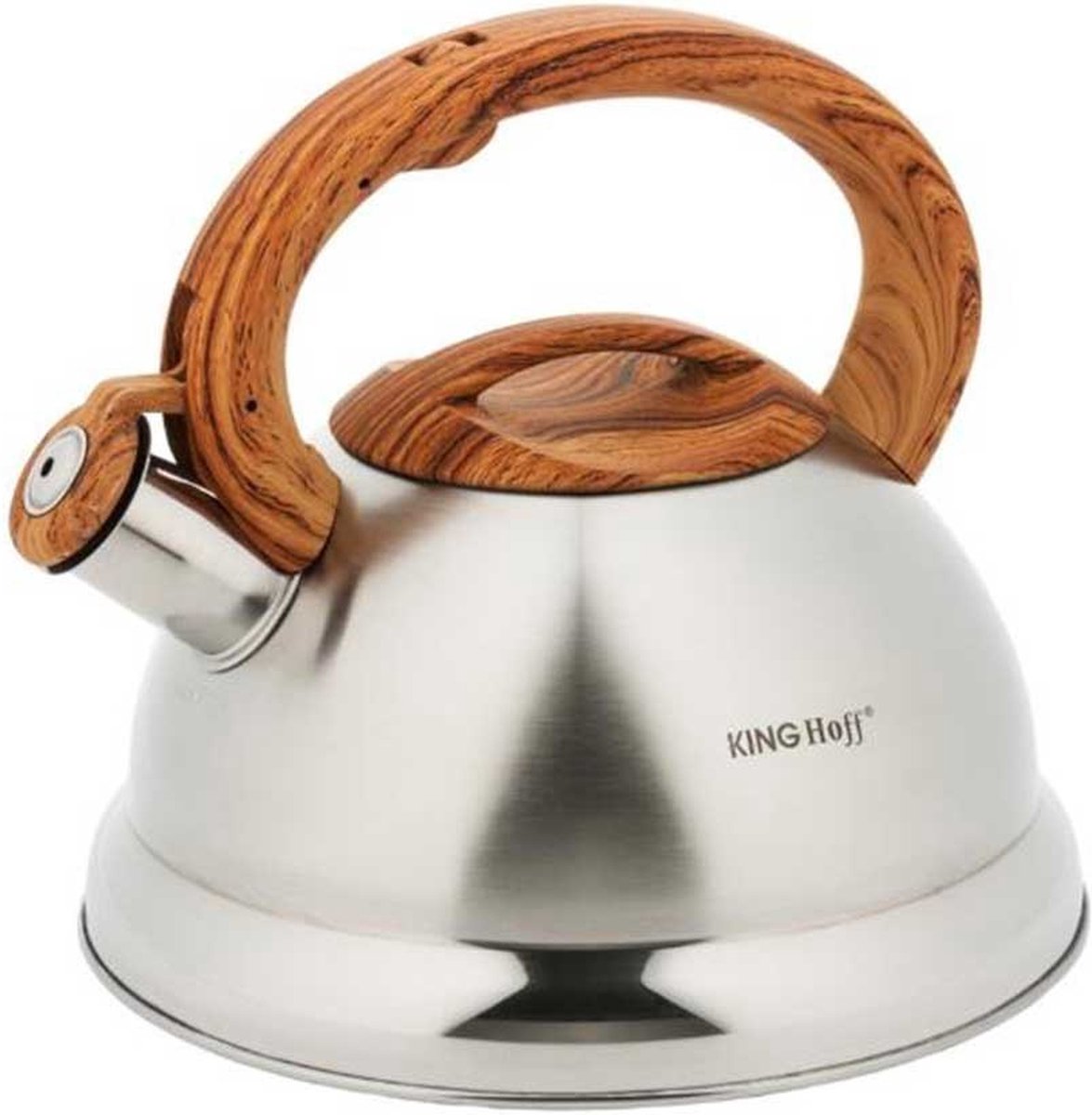 Kinghoff 3336 - bouilloire sifflante - 3 litres - acier inoxydable - marron - avec sifflet