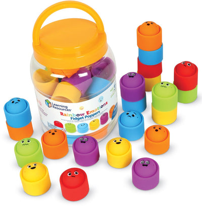 Ressources d'apprentissage émotions arc-en-ciel fidget poppers ensemble de 24 - 3+