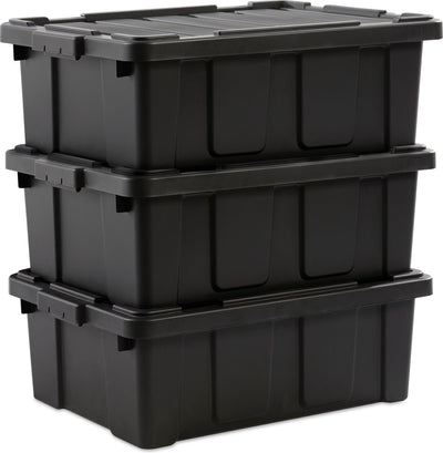 Iris power box boîte de rangement robuste - 43l - 100% plastique recyclé - noir - lot de 3